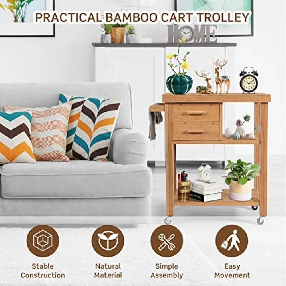 Rolling Butcher Block Kitchen Cart