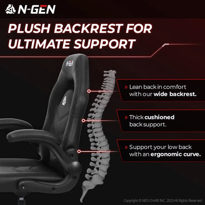Video Gaming Chair Ergonomic Computer Desk Office Chair with Lumbar Support Adjustable Height Swivel Wheels Flip-Up