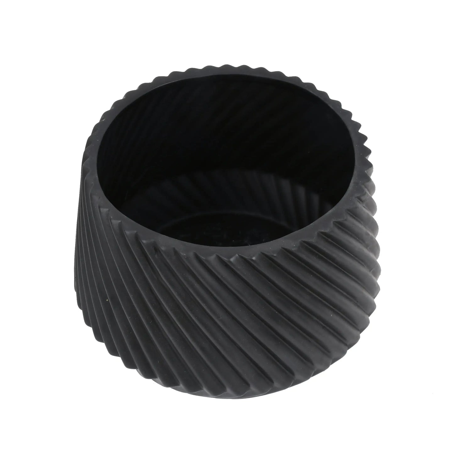 Black Ceramic Planter Pot with Rim, 8-Inch