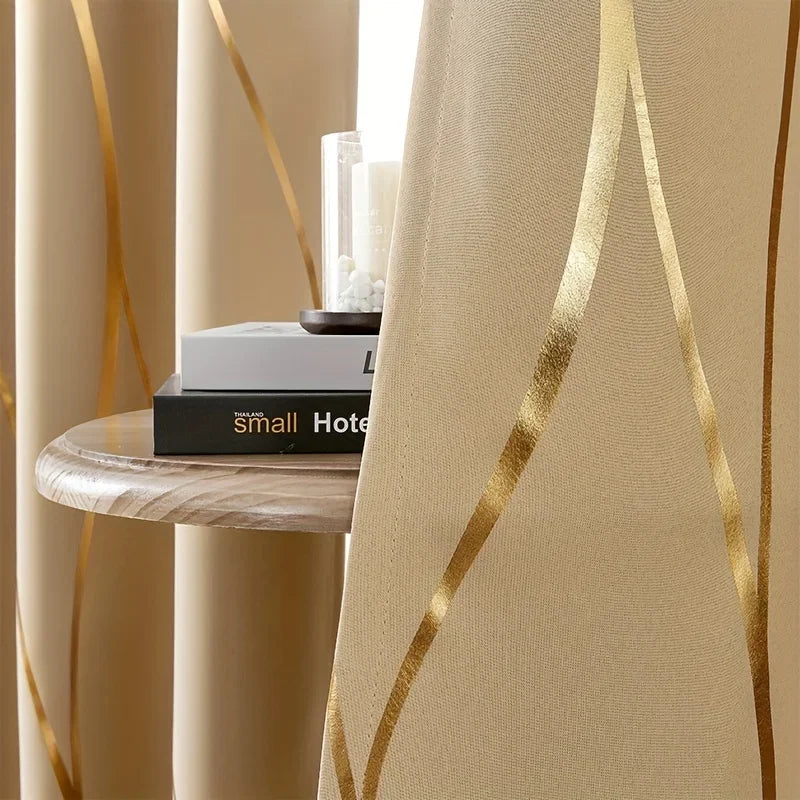 2Pcs Wave &Circle Blackout Curtains