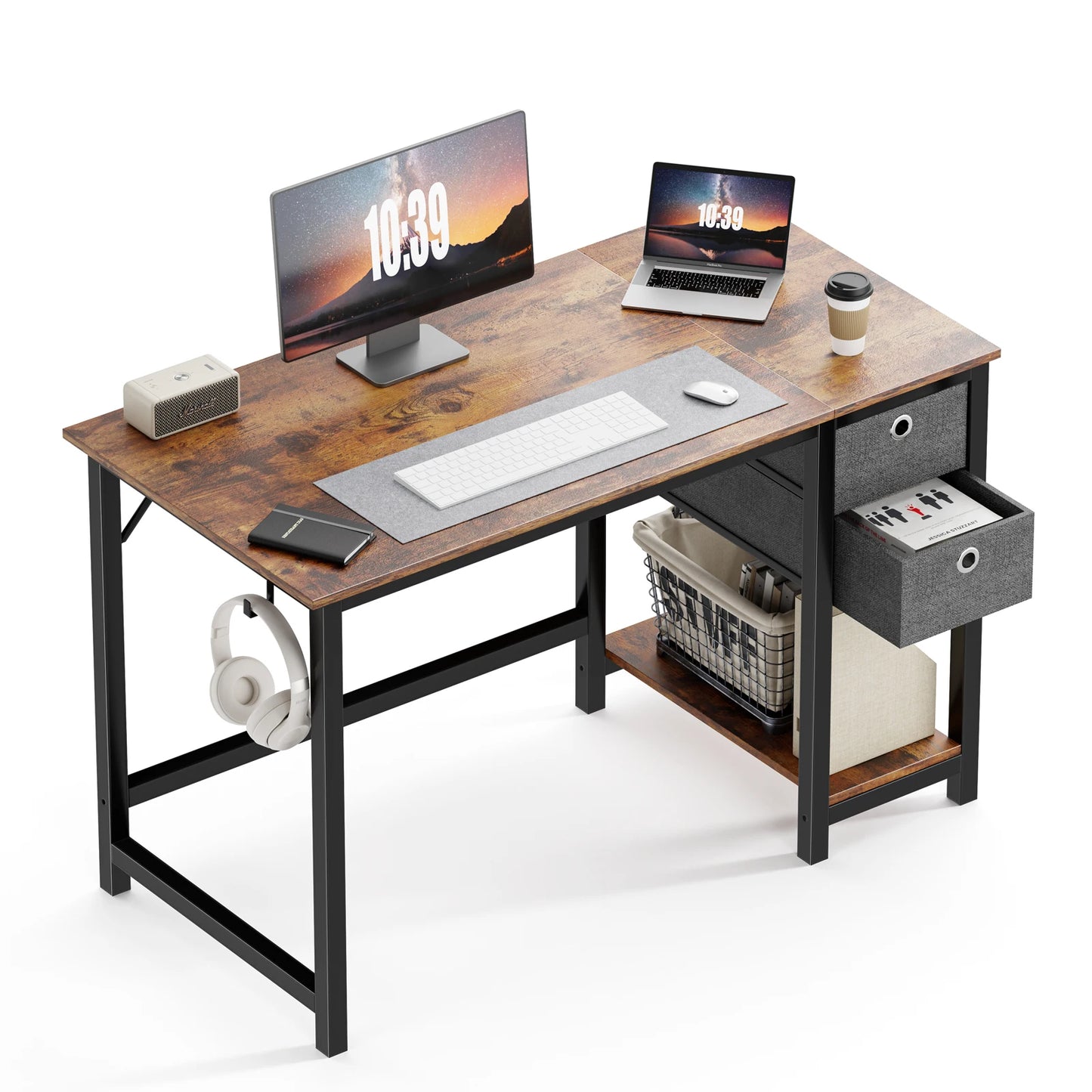 Computer Desk With 2-Tier Drawers