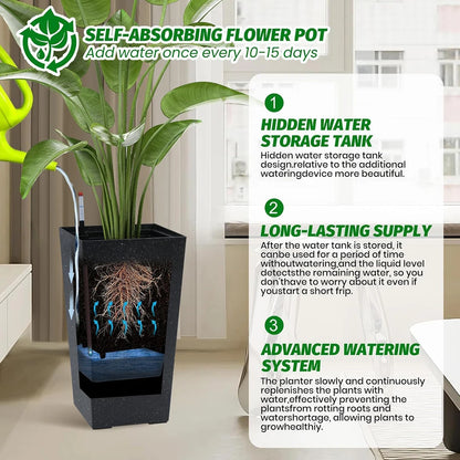 Large Planters, Set of 2 with Water Level Monitor