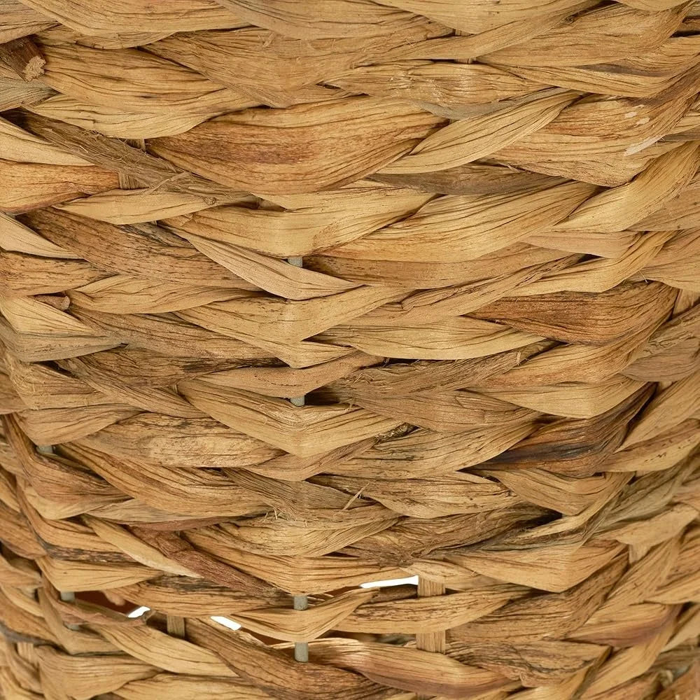 Wicker Waste Basket Hand-Braided Banana Leaf Storage Bin Decorative Trash Can Bedroom Bathroom Office Living Room
