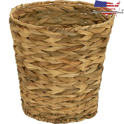 Wicker Waste Basket Hand-Braided Banana Leaf Storage Bin Decorative Trash Can Bedroom Bathroom Office Living Room