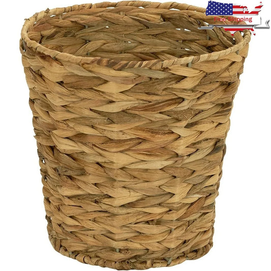 Wicker Waste Basket Hand-Braided Banana Leaf Storage Bin Decorative Trash Can Bedroom Bathroom Office Living Room