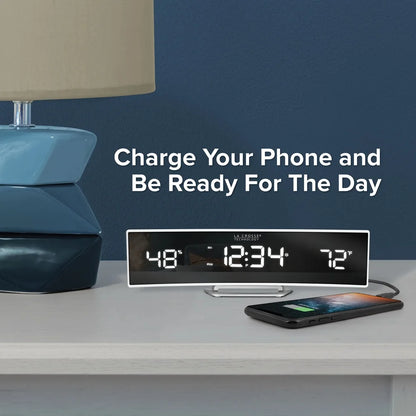 Curved LED Alarm Clock with USB Charging